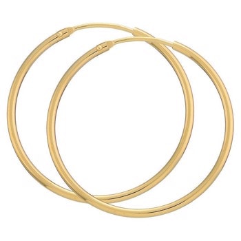 BNH Dame blanke 14 kt rødguld Øre creoler, Ø 32 mm x 1,5 mm